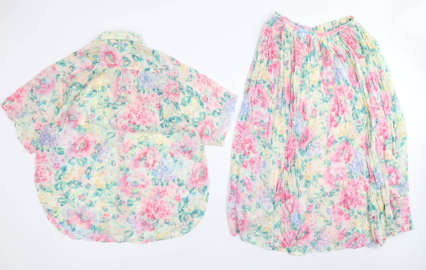 Dorothy Perkins Womens Multicoloured Floral Cotton Pleated Set Size 14 Button