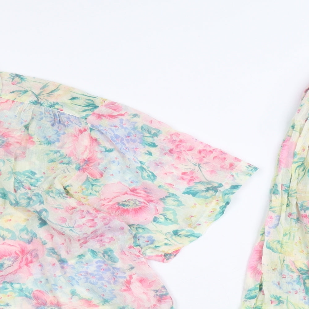 Dorothy Perkins Womens Multicoloured Floral Cotton Pleated Set Size 14 Button