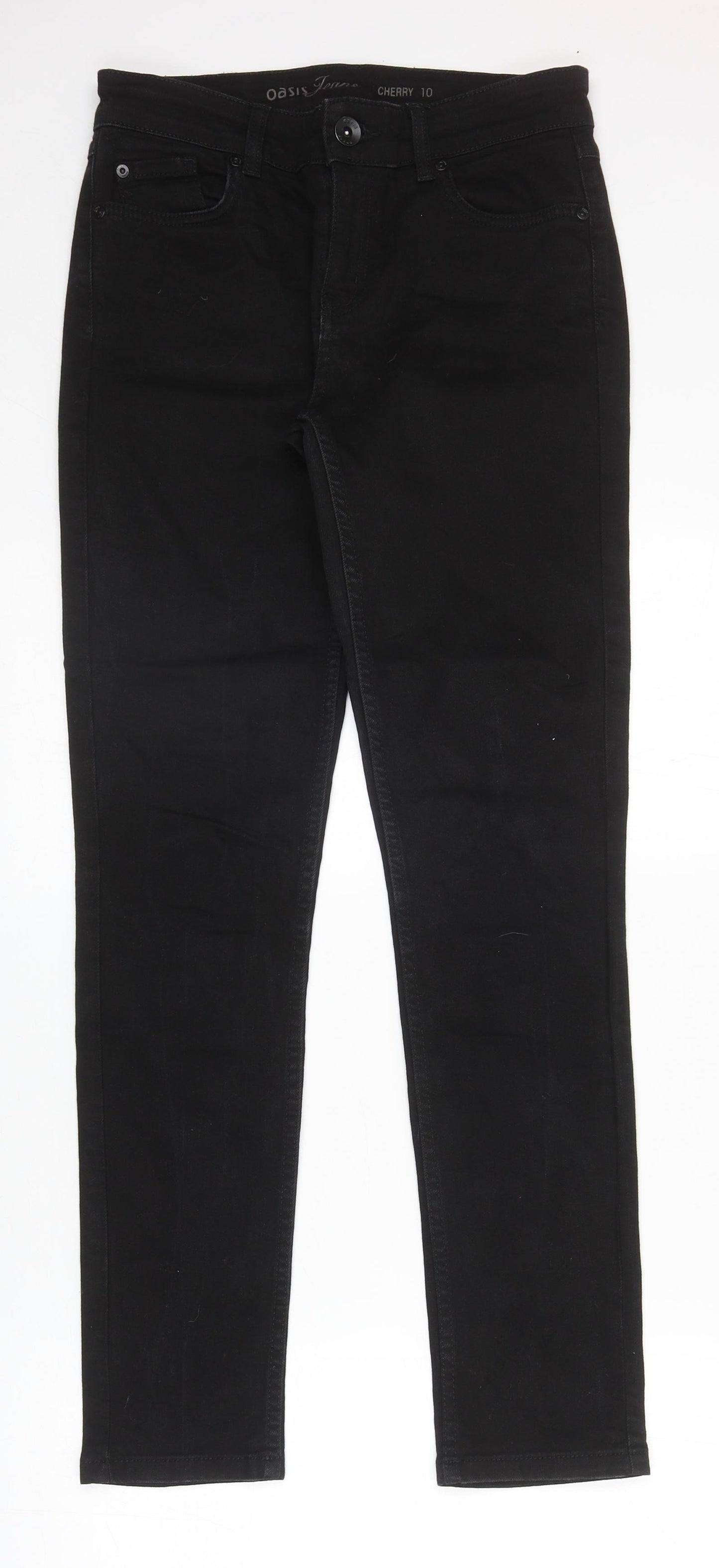 Oasis Womens Black Cotton Straight Jeans Size 10 Regular Zip