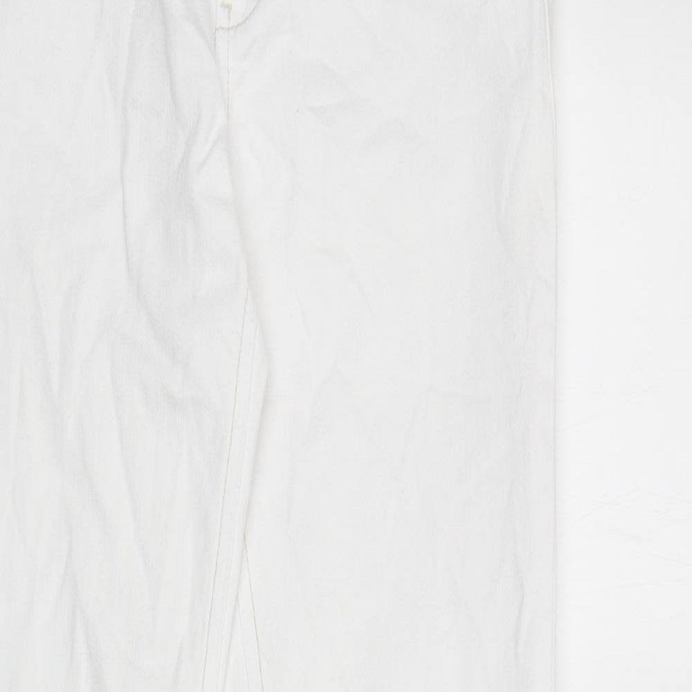 HEINE Womens White Cotton Bootcut Jeans Size 12 Regular Zip