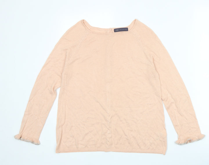 Marks and Spencer Womens Pink Round Neck Acrylic Pullover Jumper Size 10