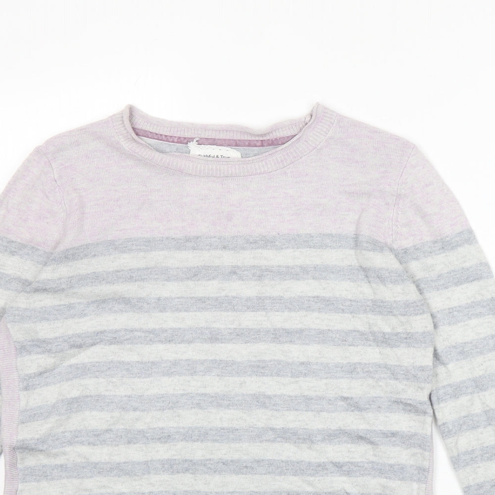 MANTARAY PRODUCTS Womens Grey Round Neck Striped Nylon Pullover Jumper Size 12