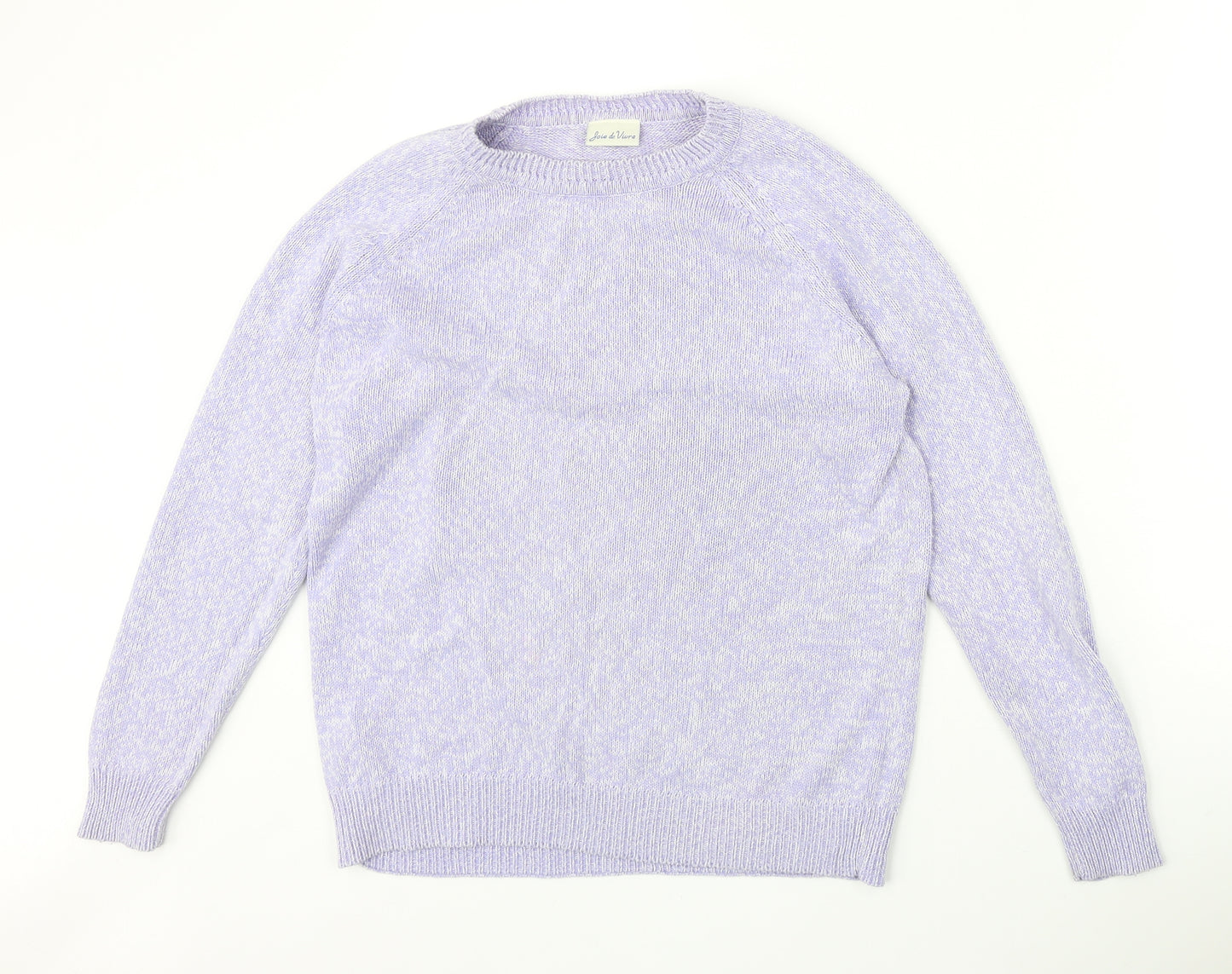 Joie De Vivre Womens Purple Round Neck Cotton Pullover Jumper Size S