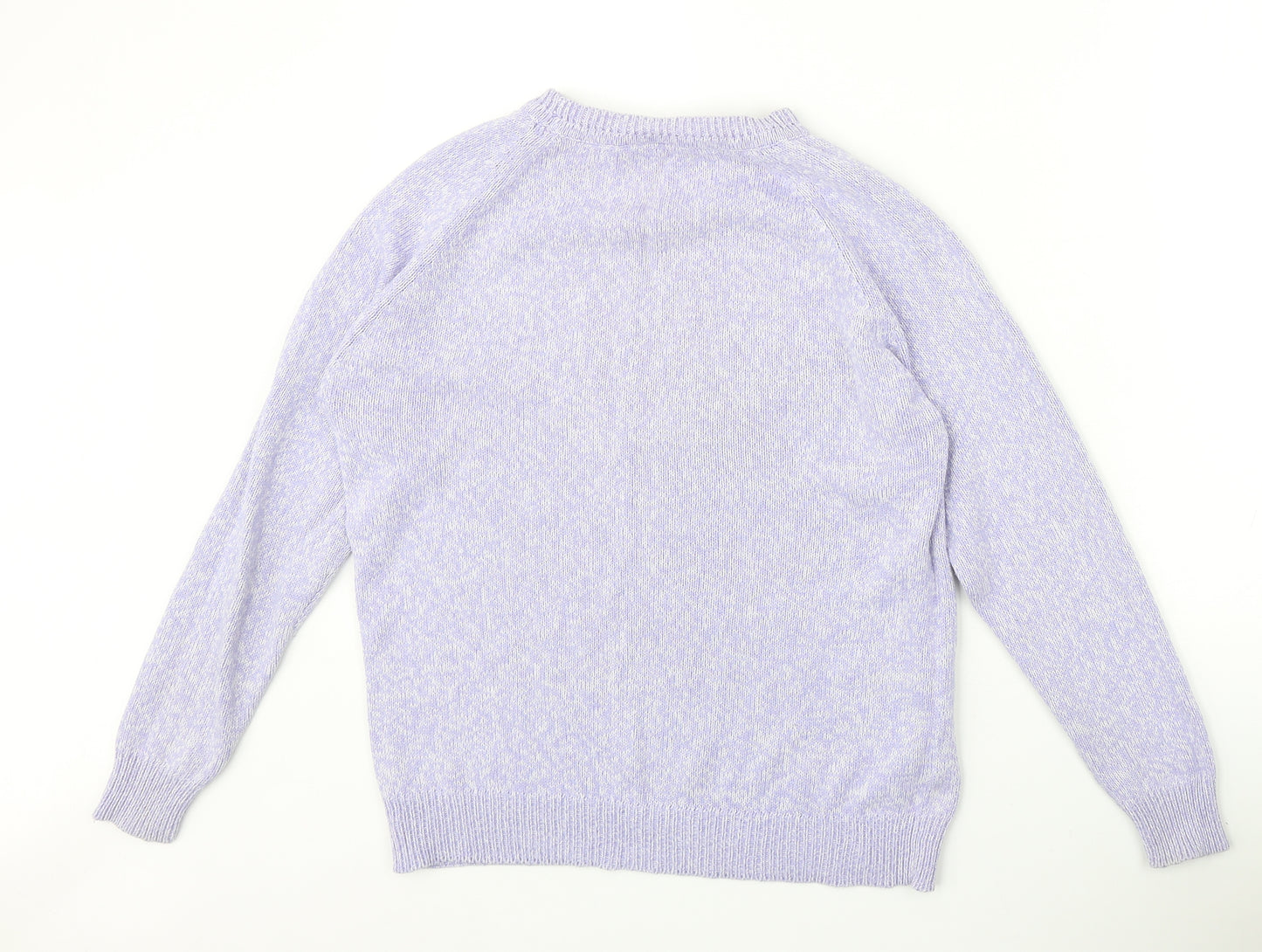 Joie De Vivre Womens Purple Round Neck Cotton Pullover Jumper Size S
