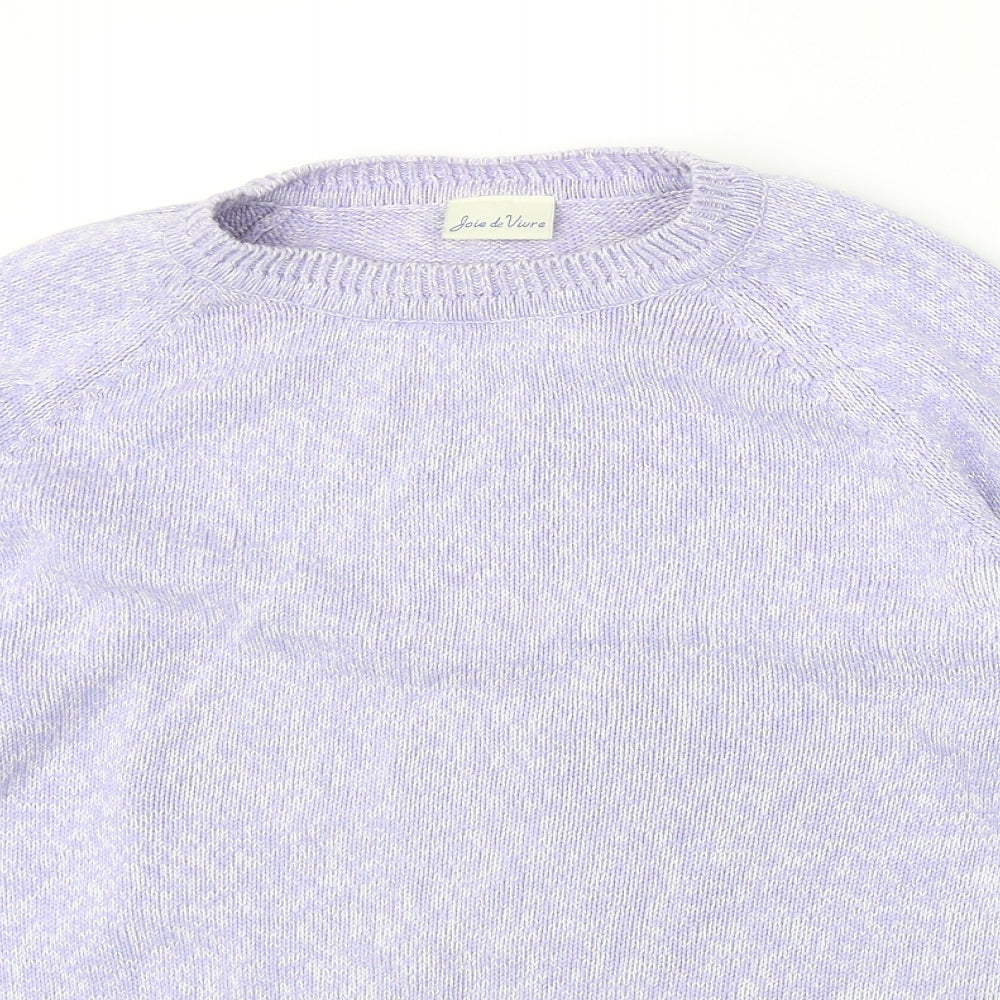 Joie De Vivre Womens Purple Round Neck Cotton Pullover Jumper Size S