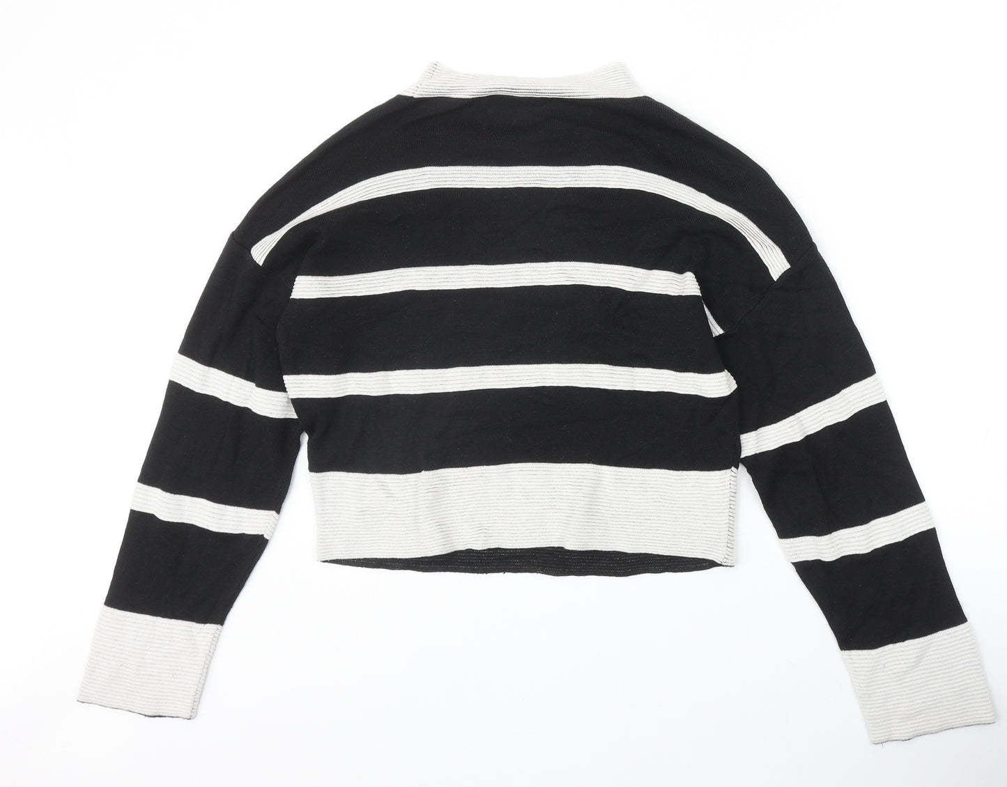 Atmosphere Womens Black Round Neck Striped Acrylic Pullover Jumper Size M