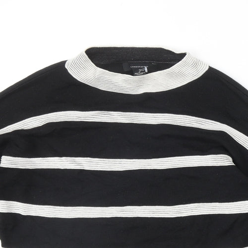Atmosphere Womens Black Round Neck Striped Acrylic Pullover Jumper Size M