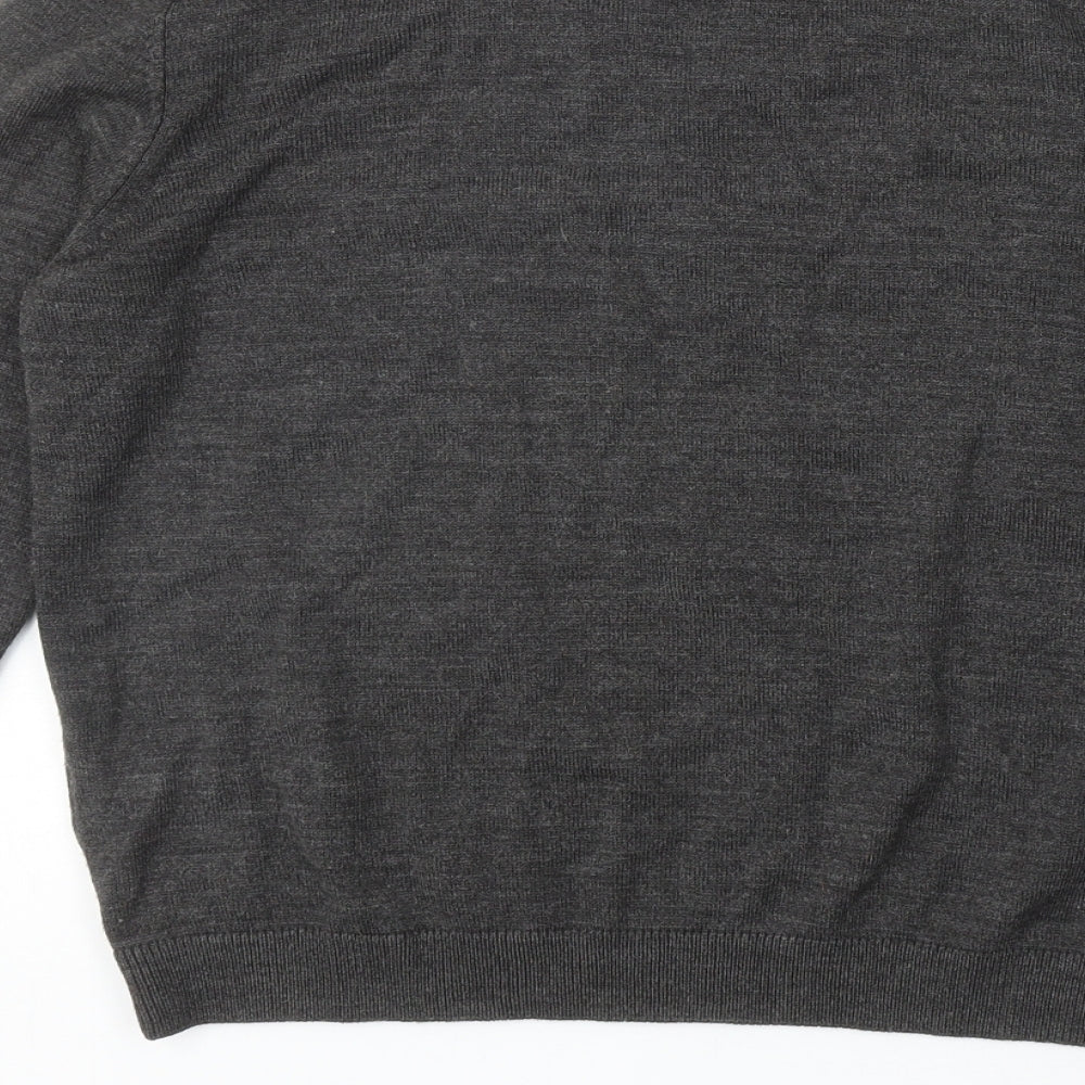 Marks and Spencer Womens Grey Round Neck Floral Acrylic Pullover Jumper Size 14
