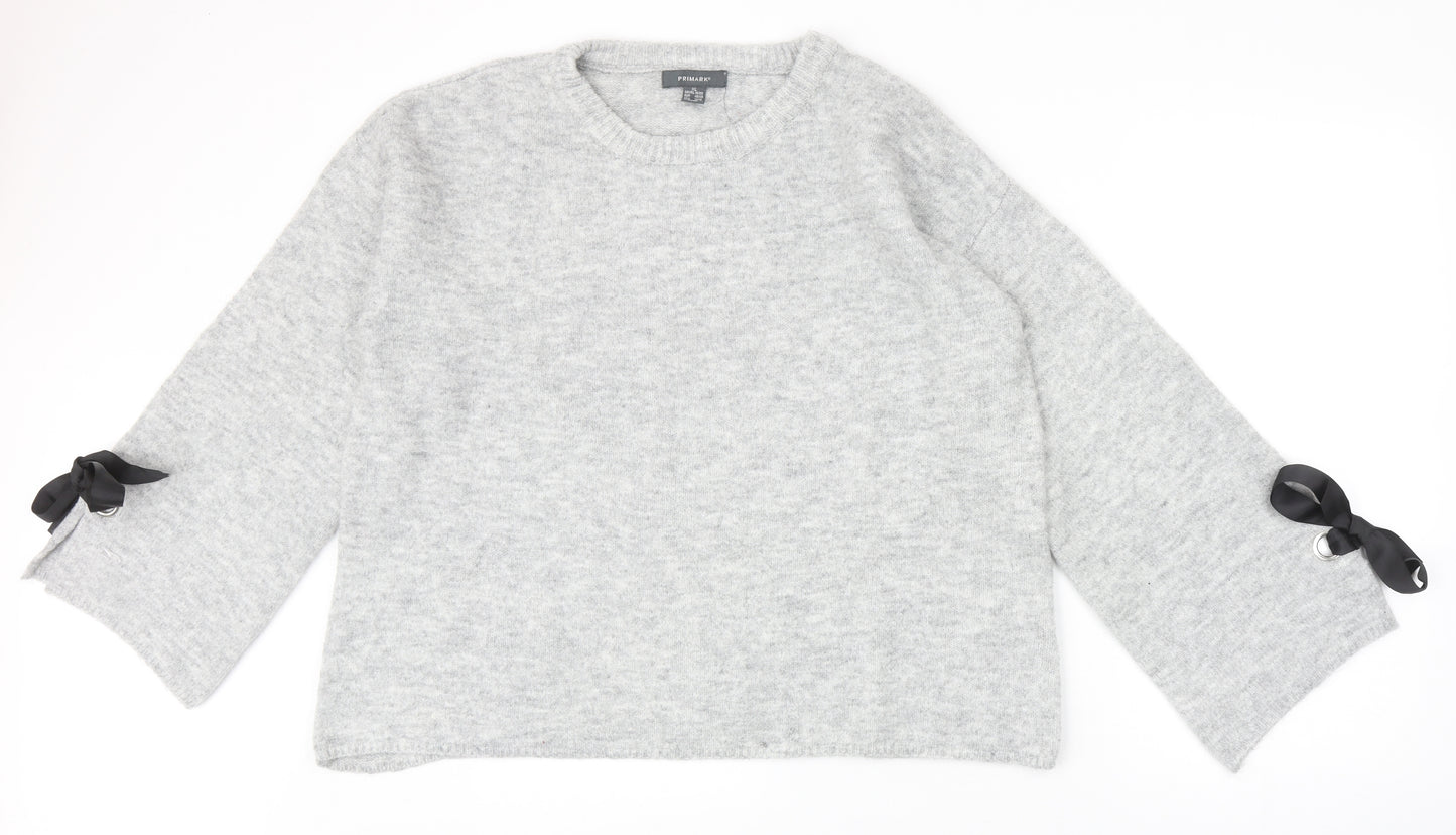 Primark Womens Grey Round Neck Acrylic Pullover Jumper Size XL