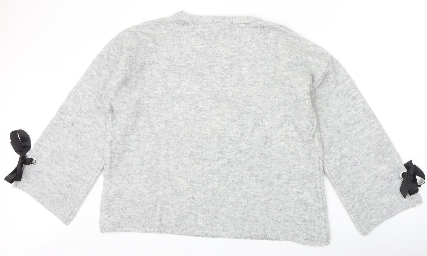 Primark Womens Grey Round Neck Acrylic Pullover Jumper Size XL
