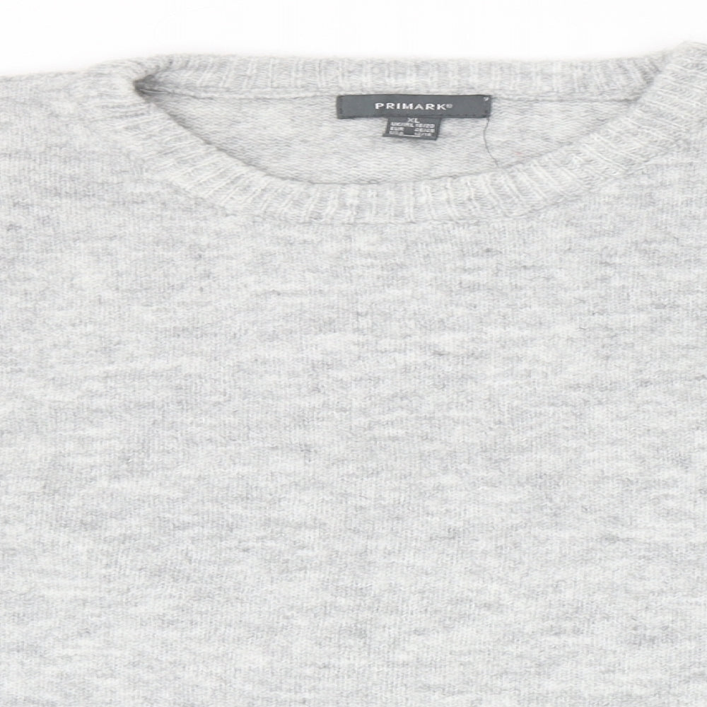 Primark Womens Grey Round Neck Acrylic Pullover Jumper Size XL