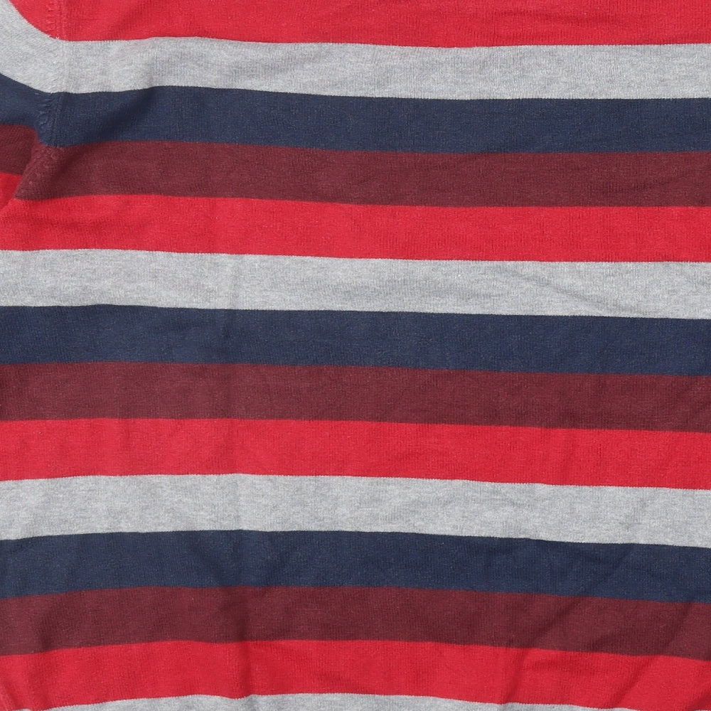 LC Walker Mens Multicoloured Round Neck Striped Cotton Pullover Jumper Size XL Long Sleeve