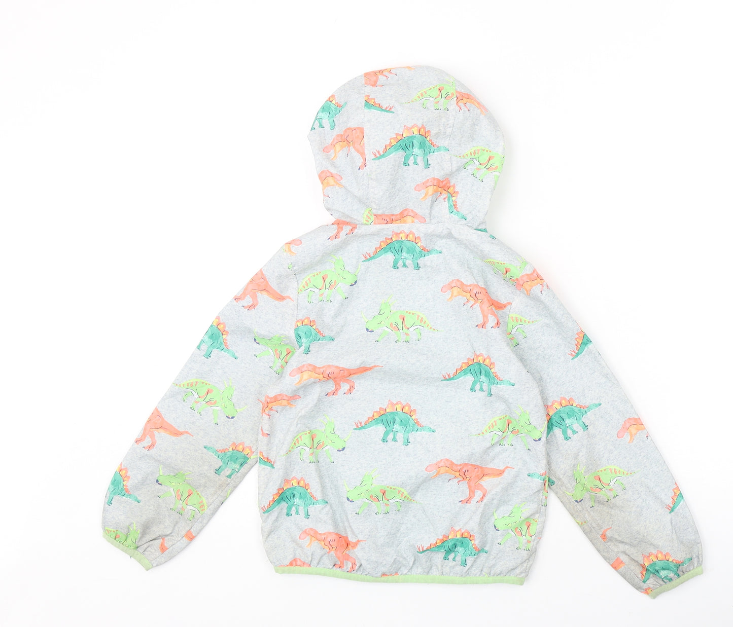 Marks and Spencer Boys Green Geometric Jacket Size 4-5 Years Zip - Dinosaur Print