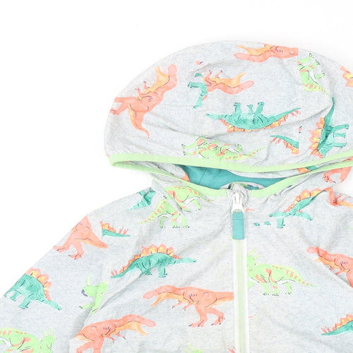Marks and Spencer Boys Green Geometric Jacket Size 4-5 Years Zip - Dinosaur Print