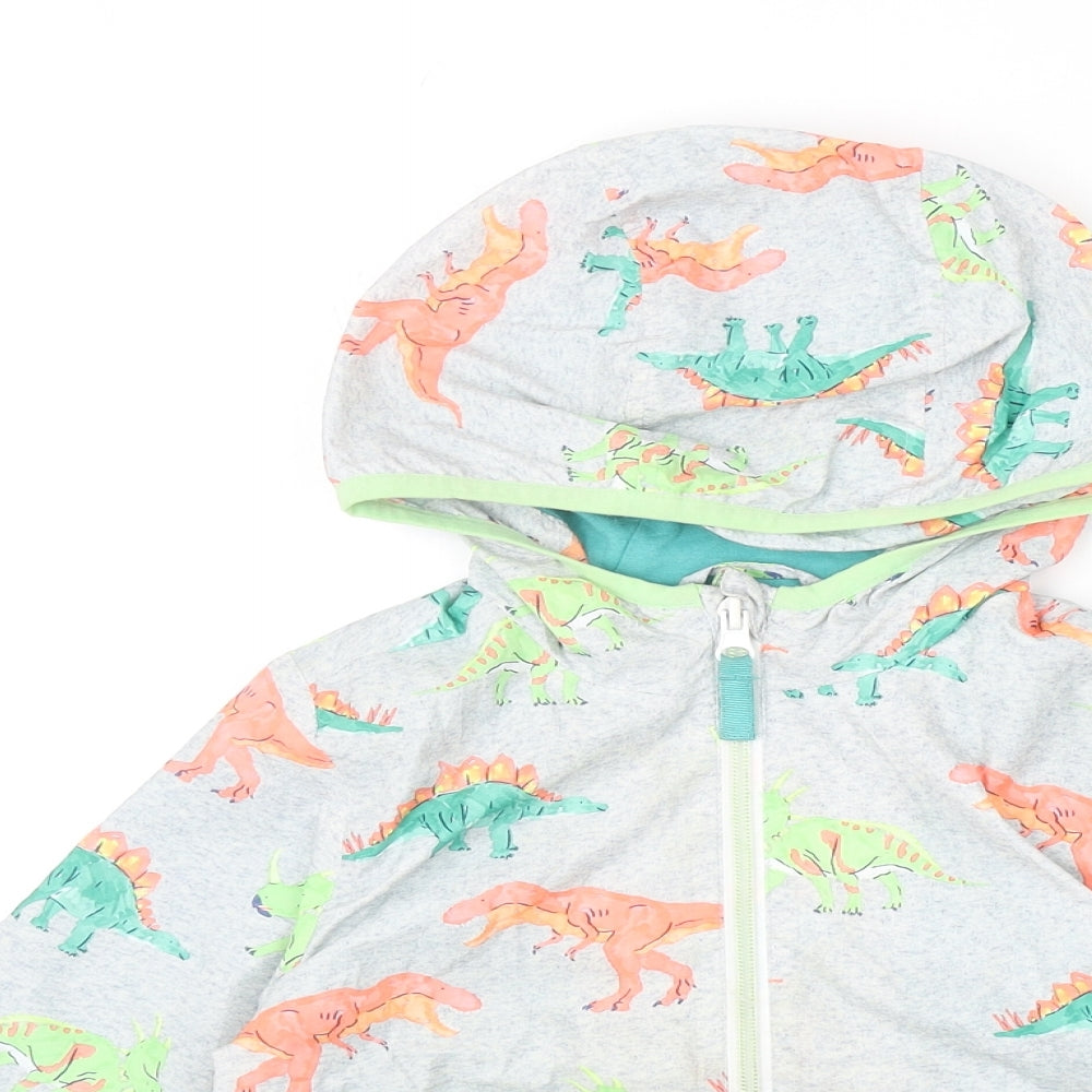 Marks and Spencer Boys Green Geometric Jacket Size 4-5 Years Zip - Dinosaur Print