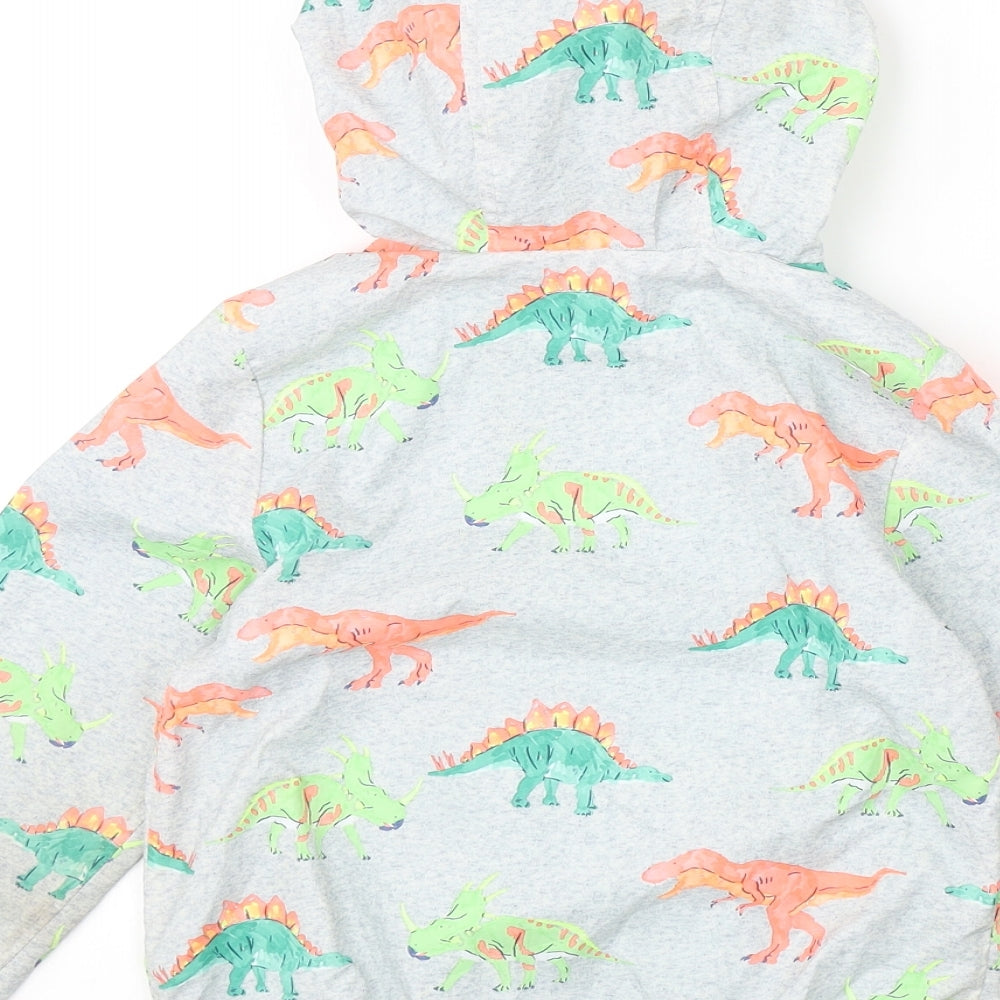 Marks and Spencer Boys Green Geometric Jacket Size 4-5 Years Zip - Dinosaur Print