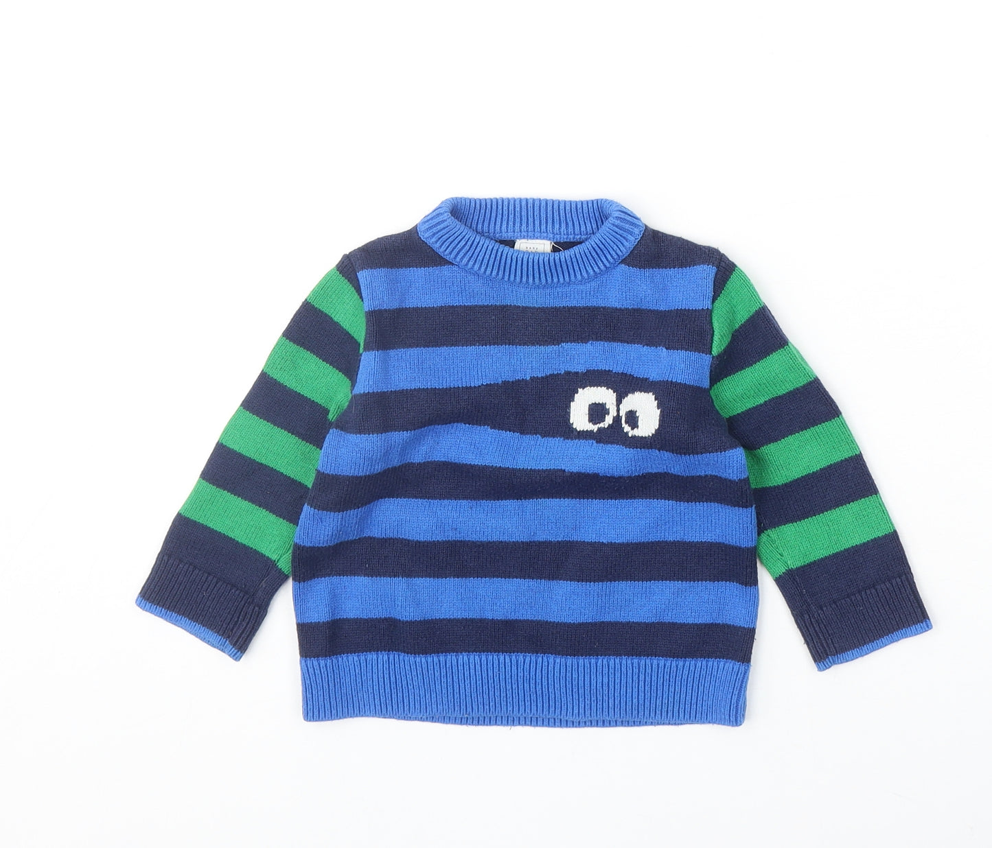 Gap Boys Blue Striped Cotton Pullover Jumper Size 12-18 Months Pullover