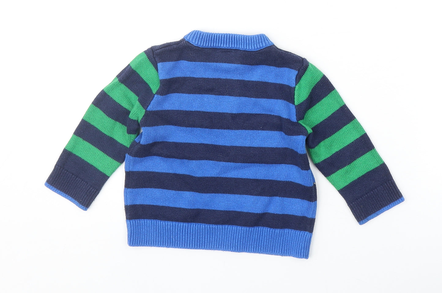 Gap Boys Blue Striped Cotton Pullover Jumper Size 12-18 Months Pullover