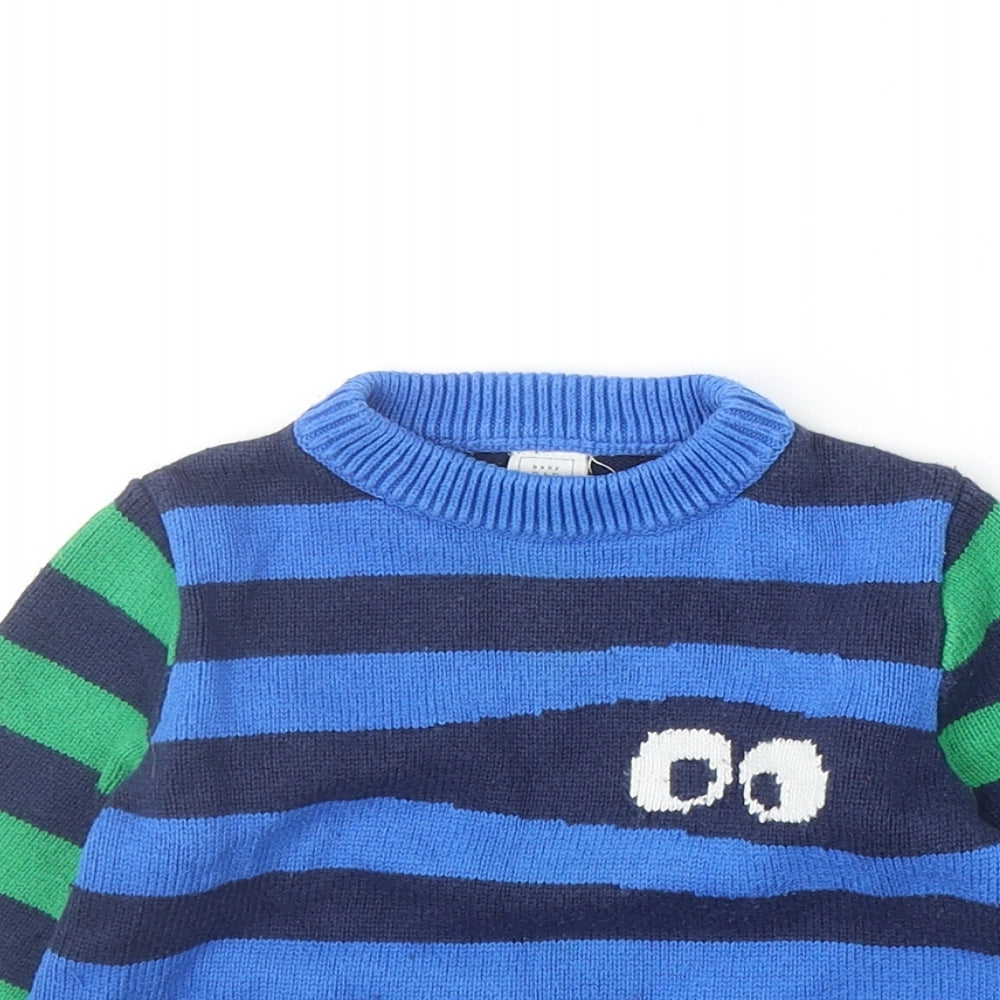 Gap Boys Blue Striped Cotton Pullover Jumper Size 12-18 Months Pullover