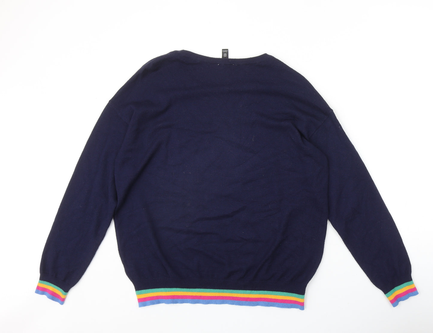 M&Co Womens Blue Round Neck Viscose Pullover Jumper Size 16 - Star