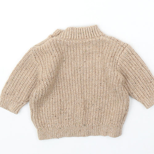 George Baby Beige Cotton Pullover Jumper Size 0-3 Months Button