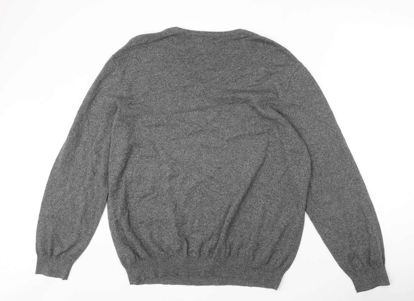TU Mens Green V-Neck Cotton Pullover Jumper Size 2XL Long Sleeve