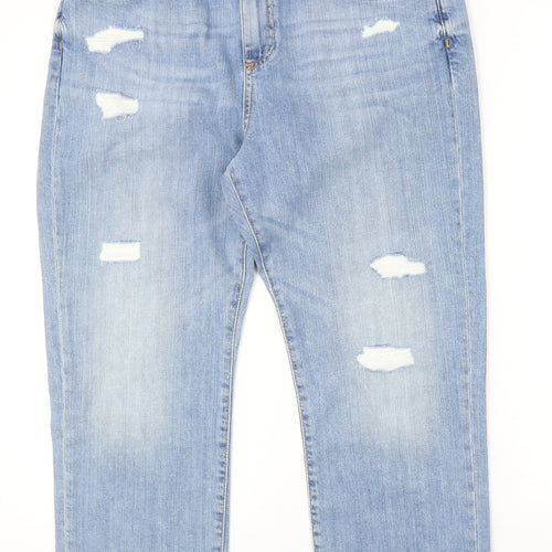 Preworn Womens Blue Cotton Straight Jeans Size 34 in Regular Zip