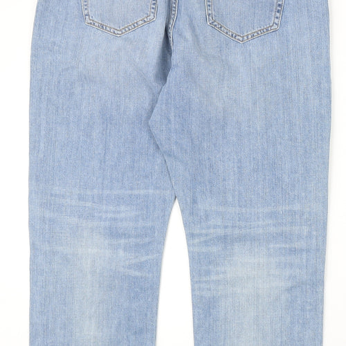 Preworn Womens Blue Cotton Straight Jeans Size 34 in Regular Zip