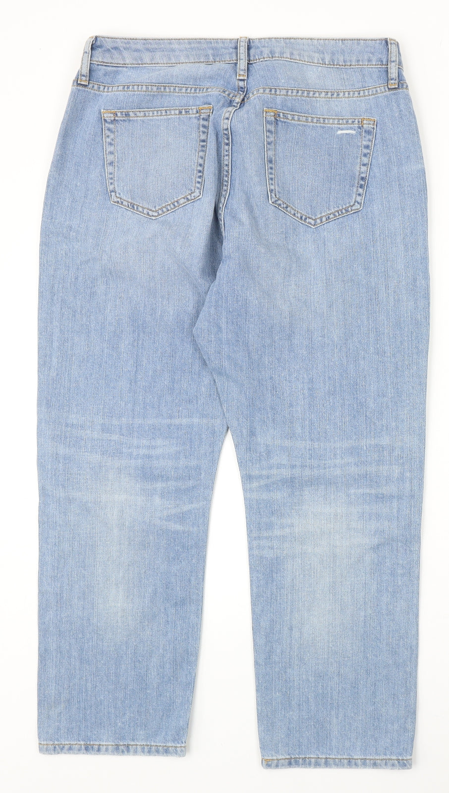 Preworn Womens Blue Cotton Straight Jeans Size 34 in Regular Zip