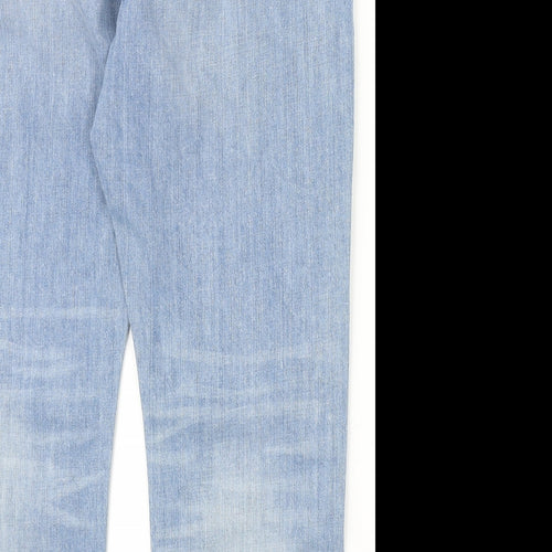 Preworn Womens Blue Cotton Straight Jeans Size 34 in Regular Zip