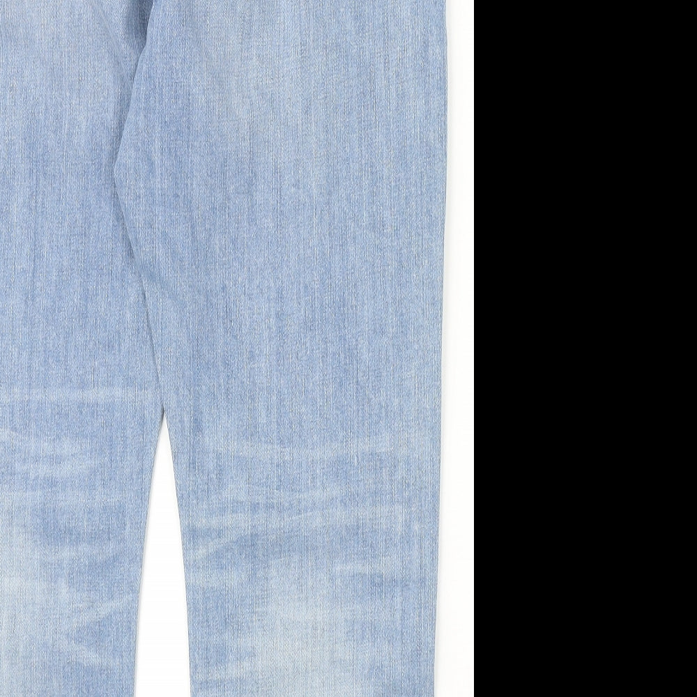 Preworn Womens Blue Cotton Straight Jeans Size 34 in Regular Zip