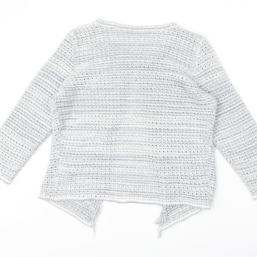 monari Womens Grey Round Neck Geometric Acrylic Cardigan Jumper Size 14