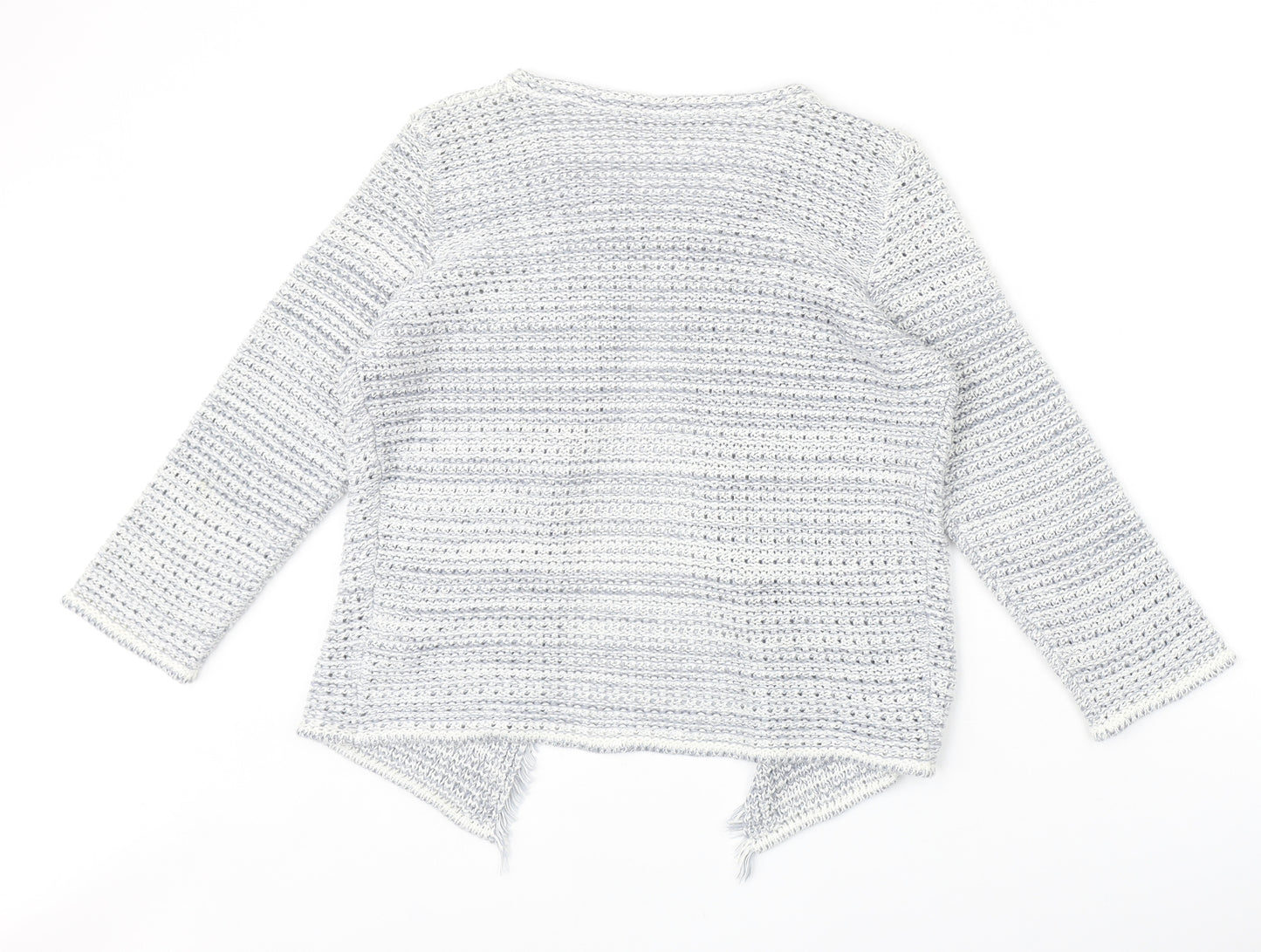 monari Womens Grey Round Neck Geometric Acrylic Cardigan Jumper Size 14
