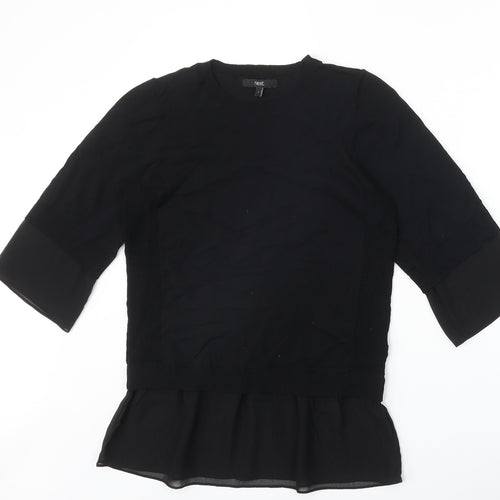 NEXT Womens Black Viscose Basic Blouse Size S Round Neck
