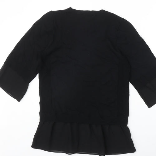 NEXT Womens Black Viscose Basic Blouse Size S Round Neck