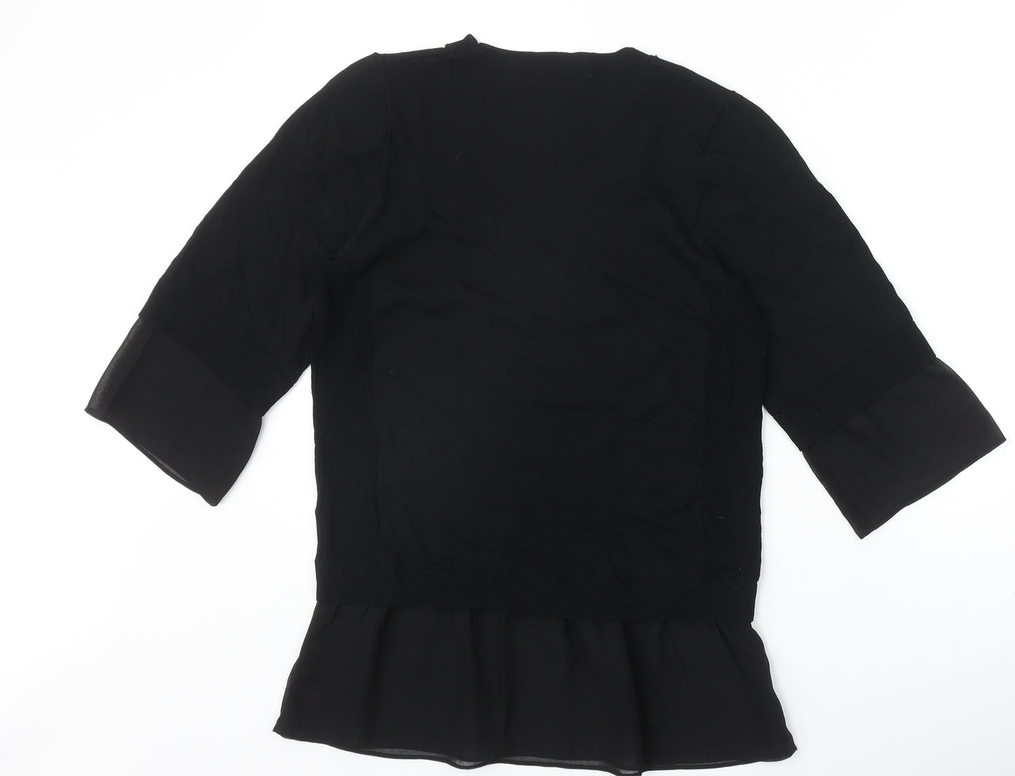 NEXT Womens Black Viscose Basic Blouse Size S Round Neck