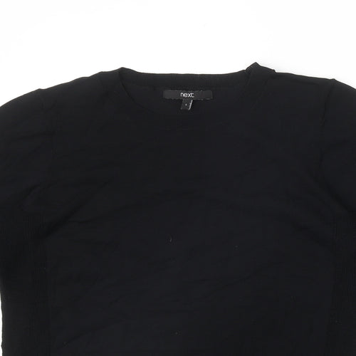 NEXT Womens Black Viscose Basic Blouse Size S Round Neck