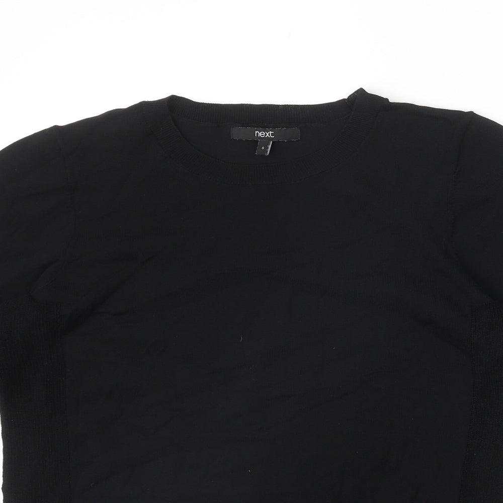 NEXT Womens Black Viscose Basic Blouse Size S Round Neck