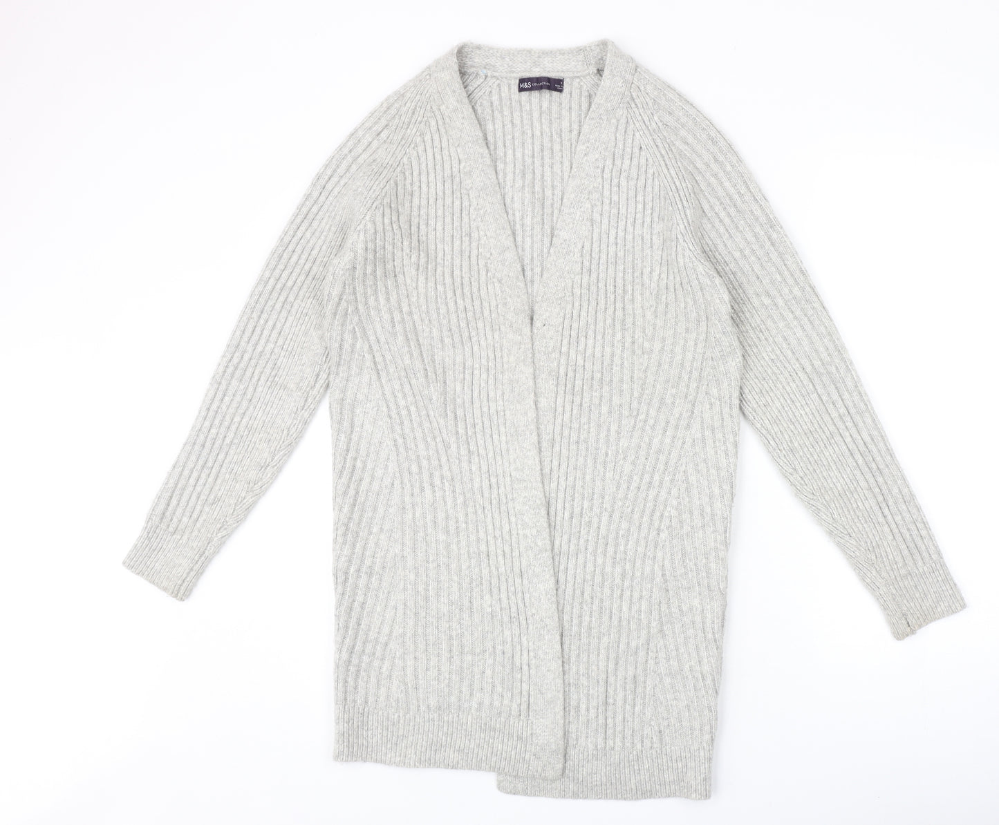 Marks and Spencer Womens Grey V-Neck Acrylic Cardigan Jumper Size S