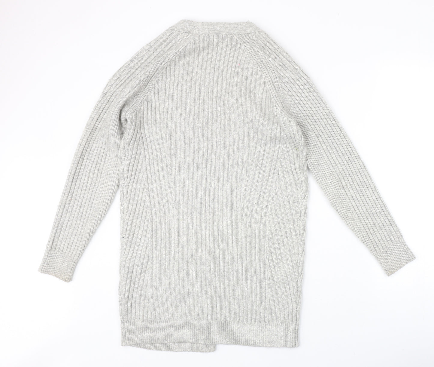 Marks and Spencer Womens Grey V-Neck Acrylic Cardigan Jumper Size S