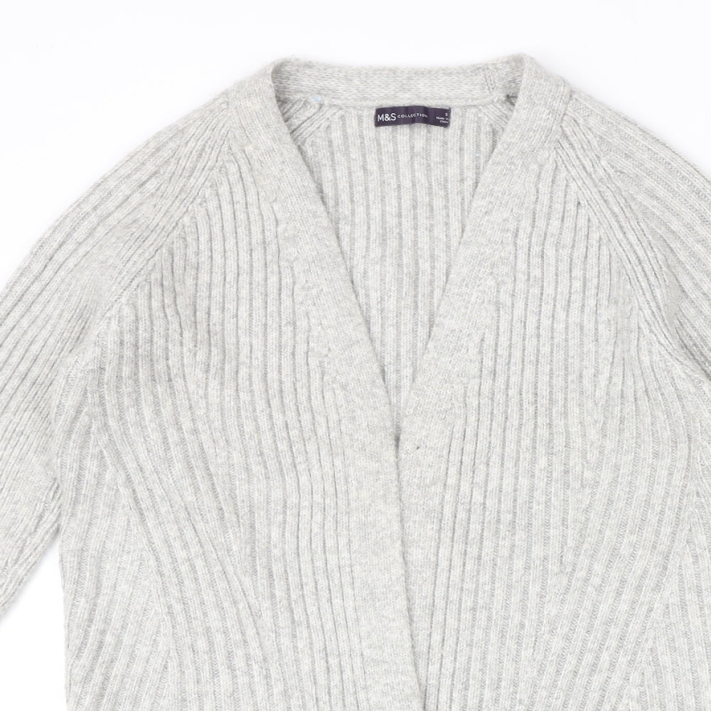 Marks and Spencer Womens Grey V-Neck Acrylic Cardigan Jumper Size S
