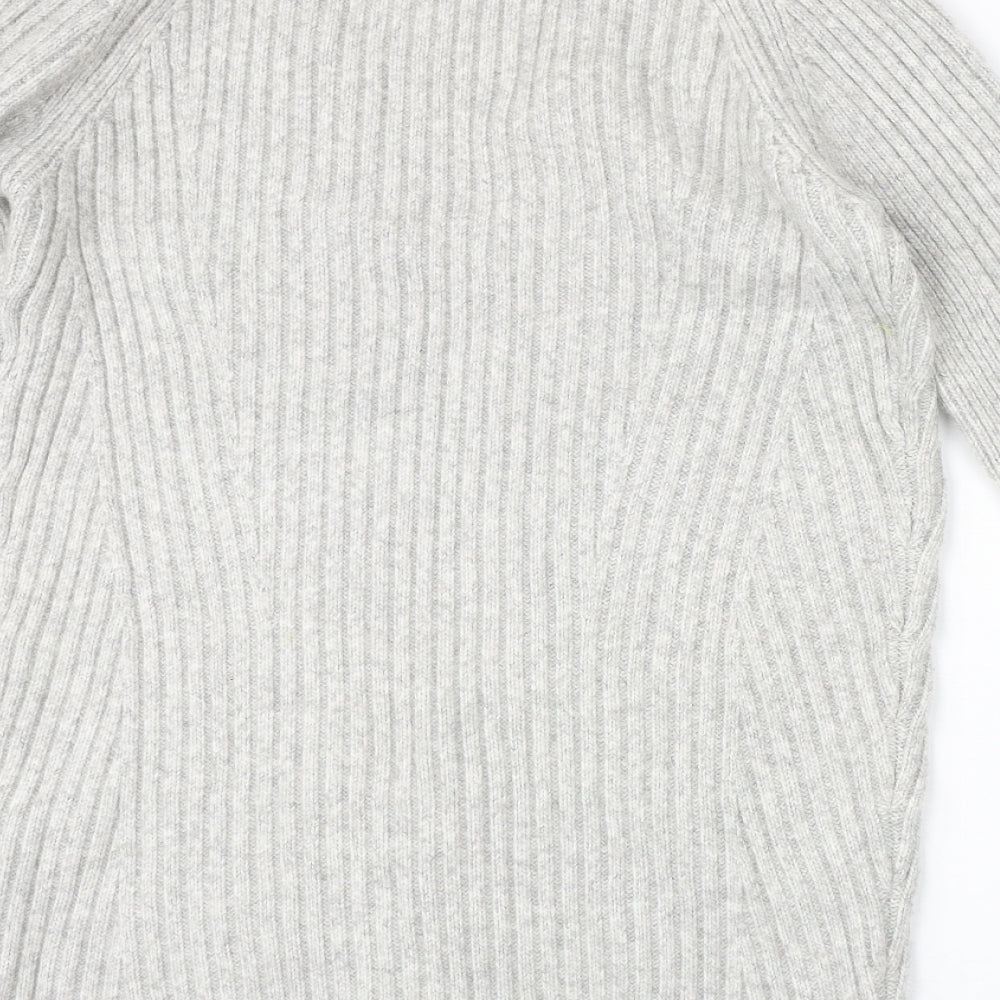 Marks and Spencer Womens Grey V-Neck Acrylic Cardigan Jumper Size S