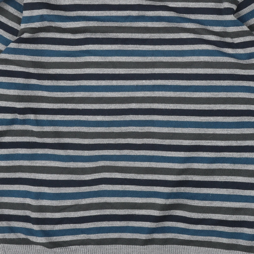 Cedar Wood State Mens Multicoloured Round Neck Striped Acrylic Pullover Jumper Size M Long Sleeve