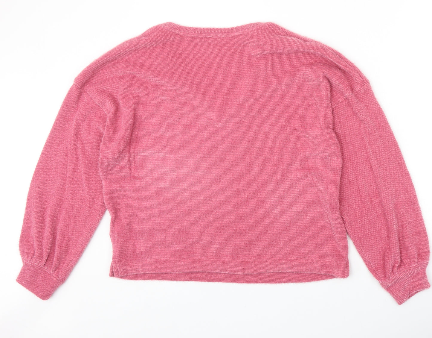 Marks and Spencer Womens Pink V-Neck Polyester Pullover Jumper Size M
