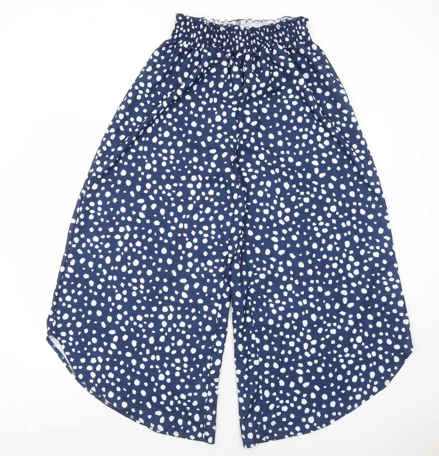 Preworn Womens Blue Geometric Polyester Harem Trousers Size 10 Regular