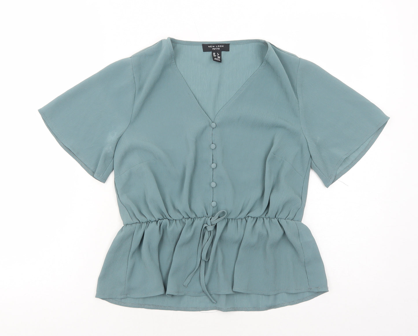 New Look Womens Blue Polyester Basic Blouse Size 6 V-Neck