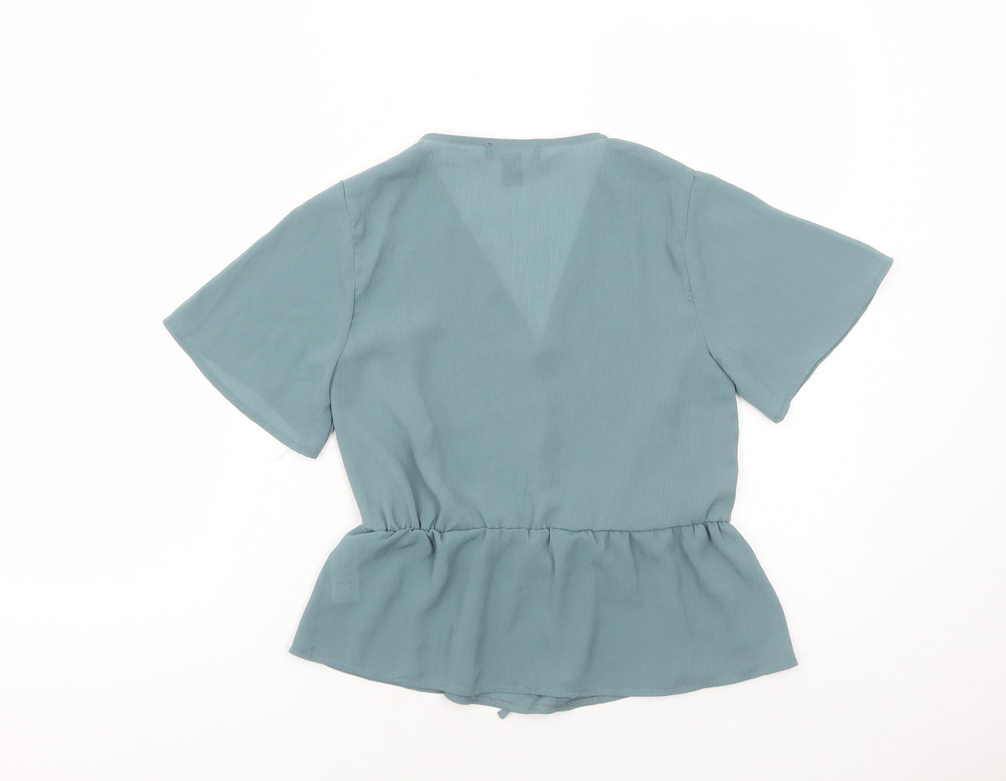 New Look Womens Blue Polyester Basic Blouse Size 6 V-Neck
