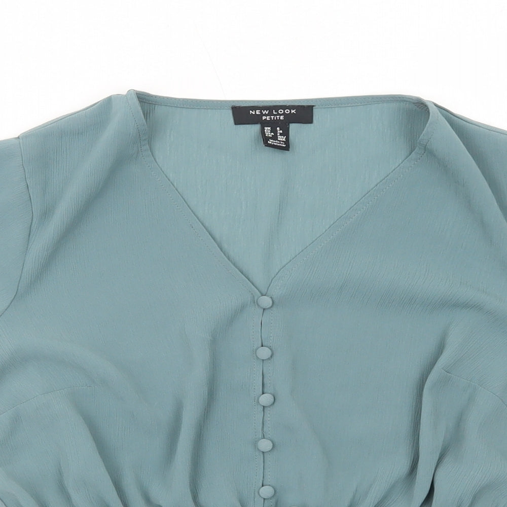 New Look Womens Blue Polyester Basic Blouse Size 6 V-Neck