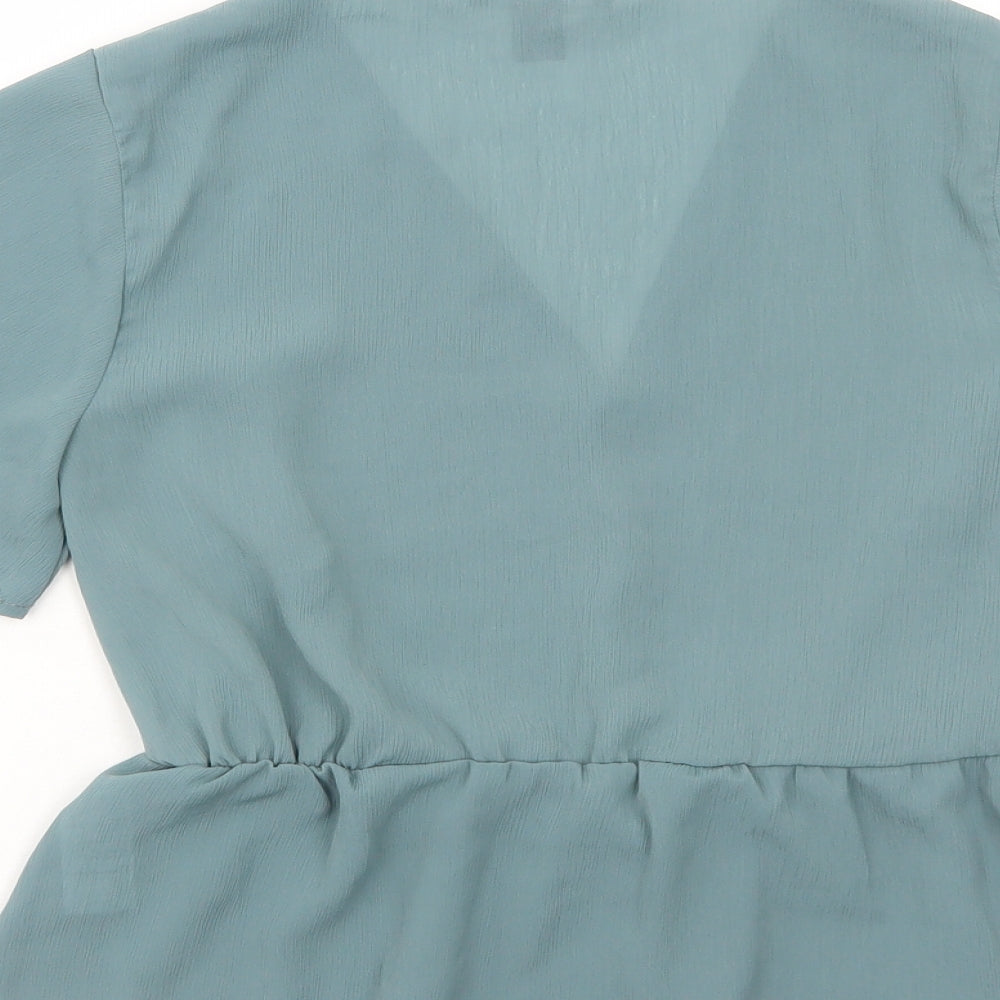 New Look Womens Blue Polyester Basic Blouse Size 6 V-Neck