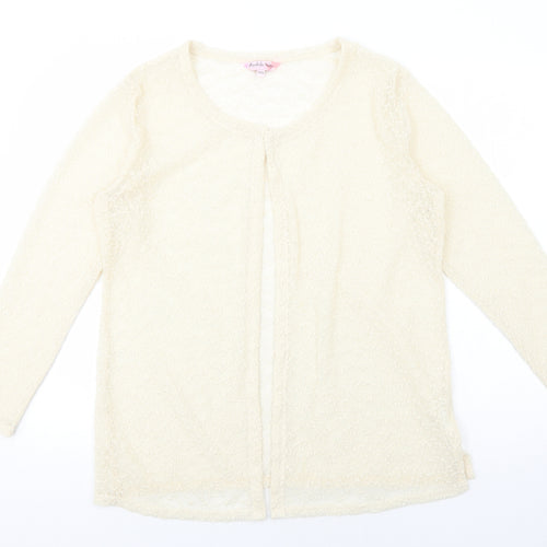 Michele Hope Womens Ivory Scoop Neck Polyester Cardigan Jumper Size 14 - Hook and Eye Closure